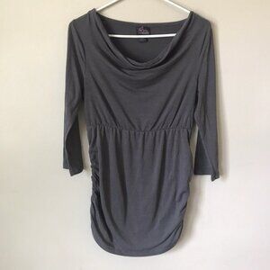 Gray Maternity Tunic With Cowl Neck & 3/4 Sleeves Oh Baby By Motherhood Size M
